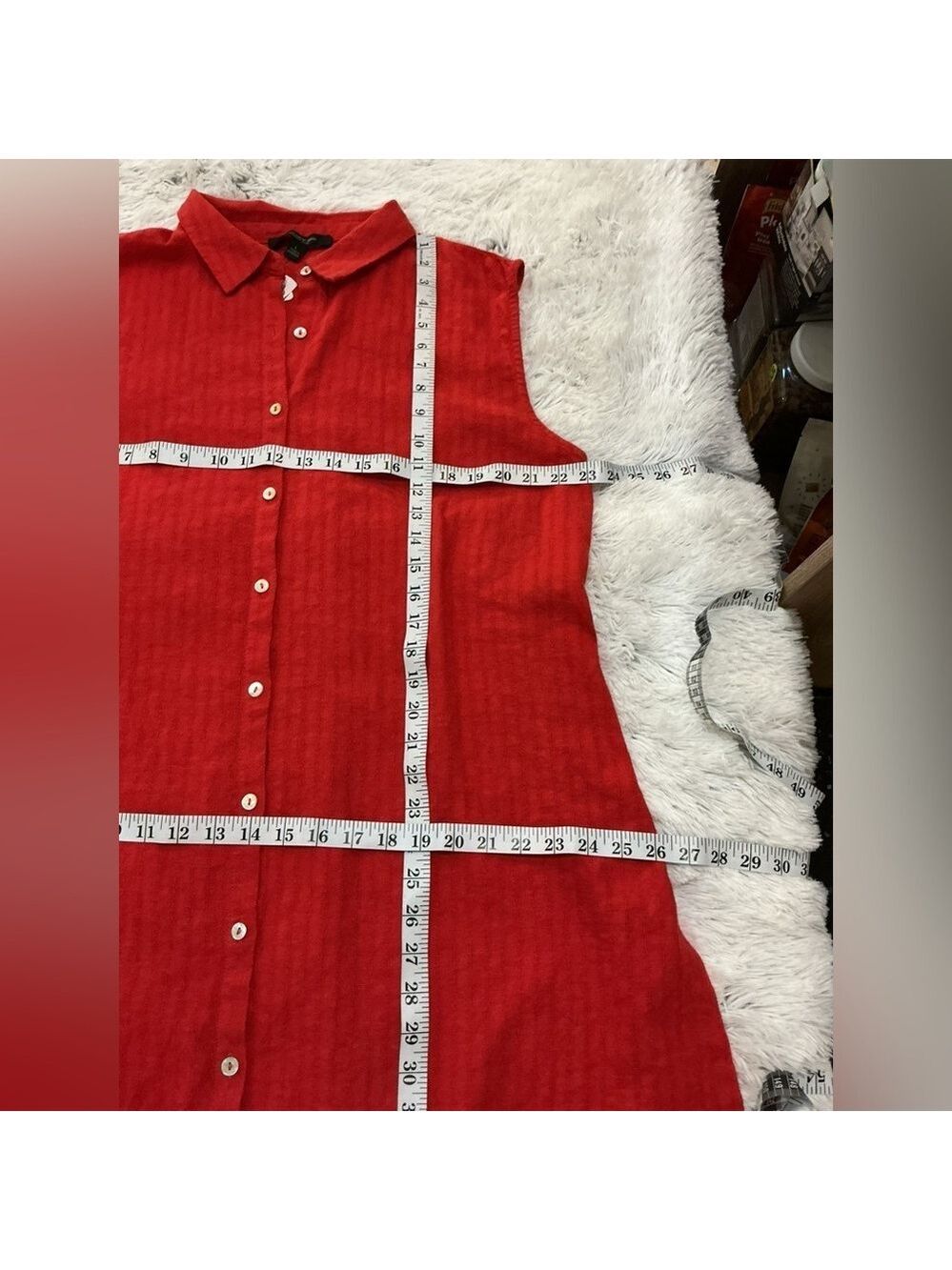 Marc New York linen Red Sleeveless Shirt Dress Womans Size Large NWT - Picture 11 of 12